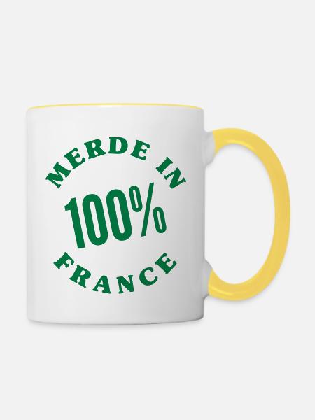 Merde in France_V1 - Tasse zweifarbig - Weiß/Gelb