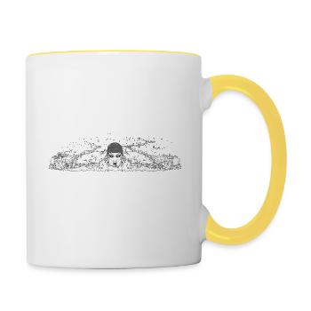 Schwimmer - Tasse zweifarbig - Weiß/Gelb - Rechts