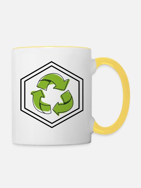 Recycling - Tasse zweifarbig - Weiß/Gelb