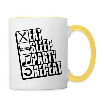music note crew music repeat sleep buttons - Contrasting Mug - white/yellow - Right