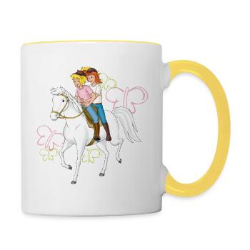 Bibi und Tina 'Freundinnen reiten auf Sabrina' - Tasse zweifarbig - Weiß/Gelb - Rechts