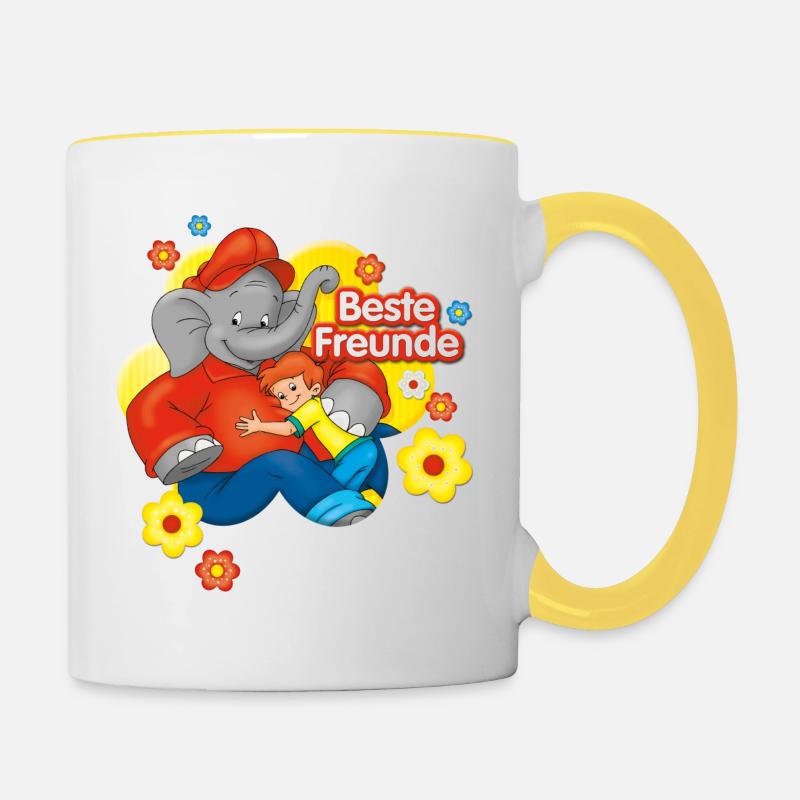 Benjamin Blümchen und Otto sind beste Freunde - Tasse zweifarbig - Weiß/Gelb