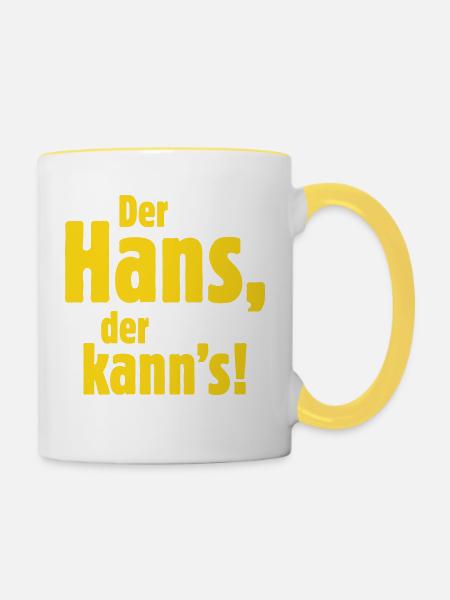Der Hans, der kann's! - Tasse zweifarbig - Weiß/Gelb
