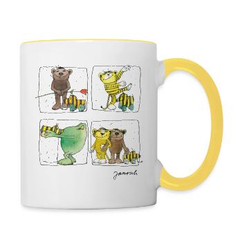 Janosch Tiger Und Freunde Das Leben Ist Schön - Tasse zweifarbig - Weiß/Gelb - Rechts