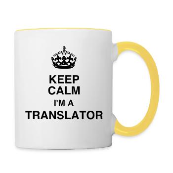 Übersetzer / Übersetzerin / Übersetzung / - Tasse zweifarbig - Weiß/Gelb - Rechts