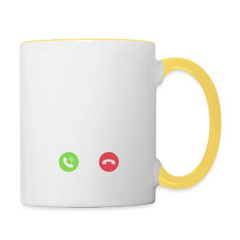 Feuerwehr ruft an ich muss los - Tasse zweifarbig - Weiß/Gelb - Rechts