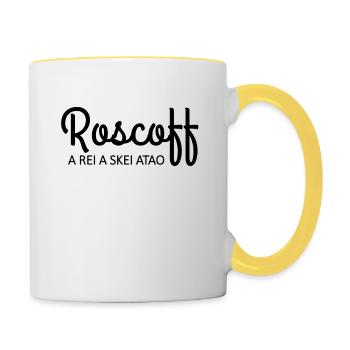 Bretagne - Roscoff a rei a skei atao - Mug contrasté - blanc/jaune - Droite