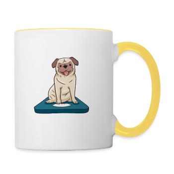 Help my dog or pug is overweight - Contrasting Mug - white/yellow - Right