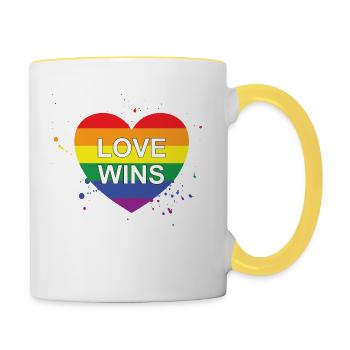 Love Wins - Tasse zweifarbig - Weiß/Gelb - Rechts