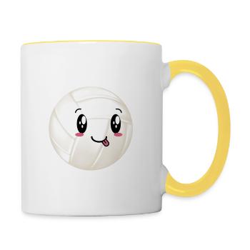 auf volley kawaii - Tasse zweifarbig - Weiß/Gelb - Rechts