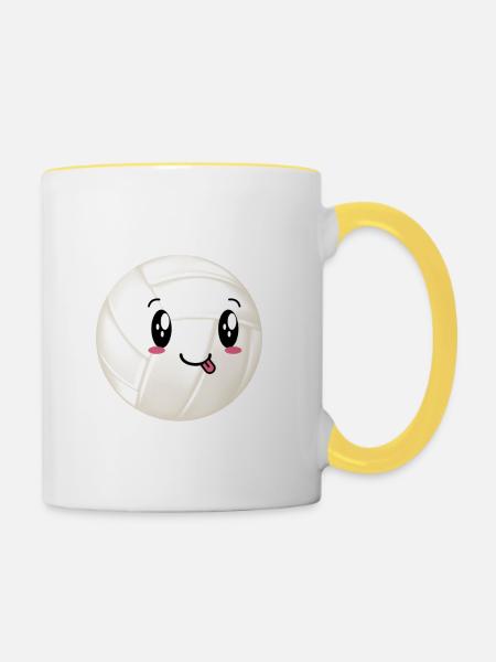 auf volley kawaii - Tasse zweifarbig - Weiß/Gelb
