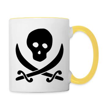 Pirate - Crâne - Mug contrasté - blanc/jaune - Droite
