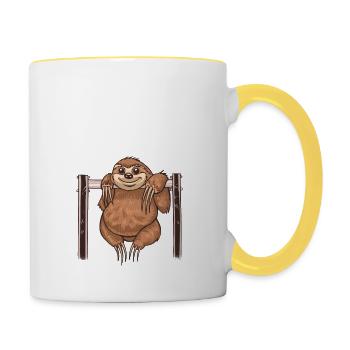 Faultier Ich spüre das Tier in mir lustiger Spruch - Tasse zweifarbig - Weiß/Gelb - Rechts