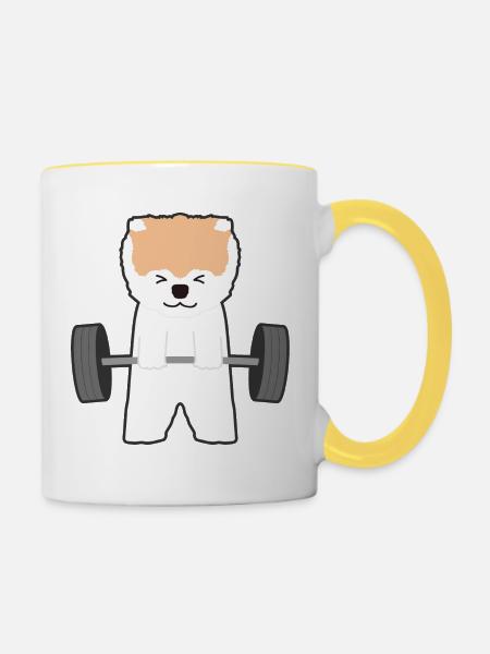Fitness - Tasse zweifarbig - Weiß/Gelb