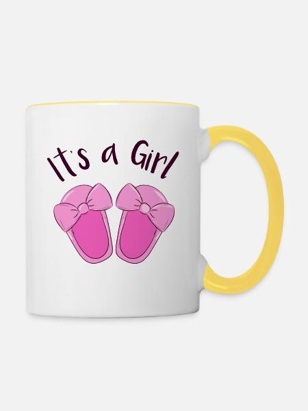 Es ist ein Mädchen! - Tasse zweifarbig - Weiß/Gelb