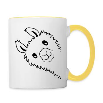 Lama regarde latéral - Mug contrasté - blanc/jaune - Droite