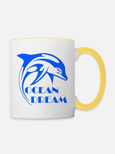 ocean - Tasse zweifarbig - Weiß/Gelb