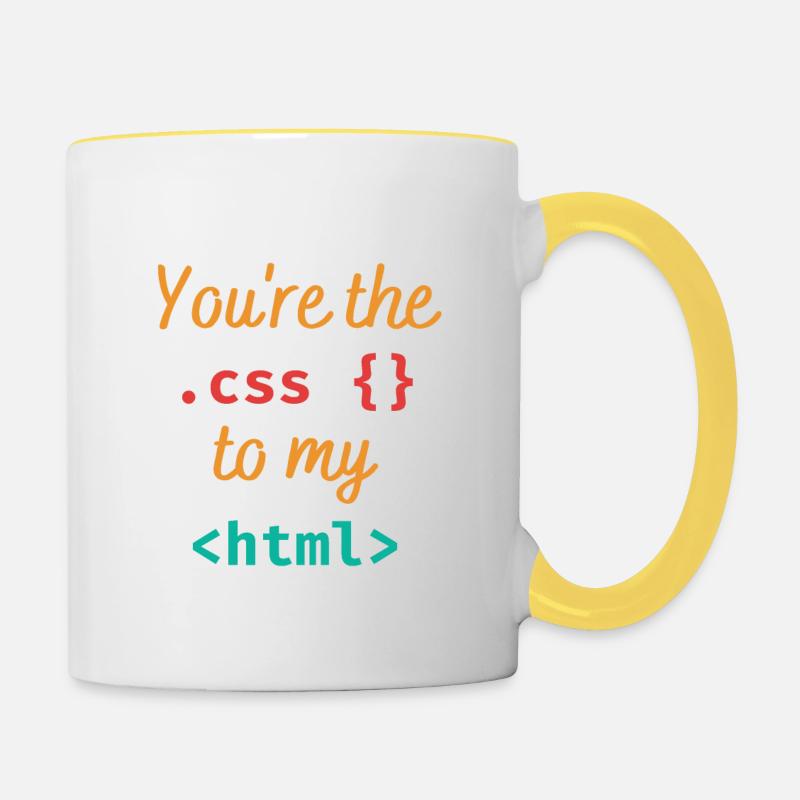 Vous êtes le css à mon html - Mug contrasté - blanc/jaune