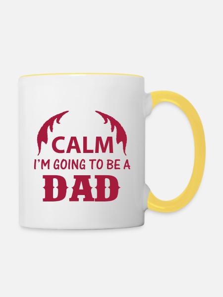 KEEP CLAM I M GOING TO BE DAD - Contrasting Mug - white/yellow