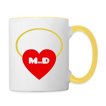 Betreuung mit Herz Pflegekraft Betreuungskraft BA - Tasse zweifarbig - Weiß/Gelb - Rechts