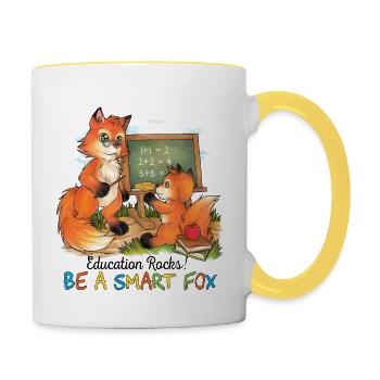 Education Rocks! Be a smart Fox - gift idea - Contrasting Mug - white/yellow - Right