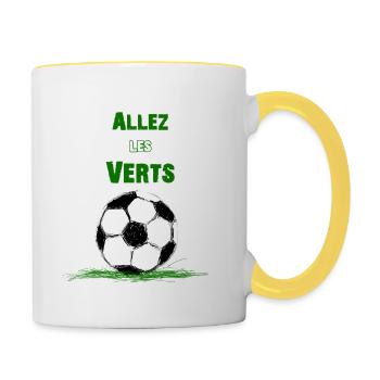 Allez les verts ! - Mug contrasté - blanc/jaune - Droite