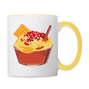 Spaghetti Ice Cream - Icecream - German Gelato - Tasse zweifarbig - Weiß/Gelb - Rechts
