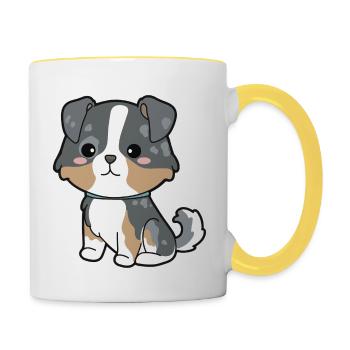 Australian Shepherd - Contrasting Mug - white/yellow - Right