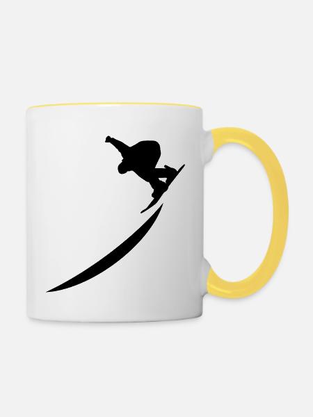 Snowboard Snowboarder - Tasse zweifarbig - Weiß/Gelb