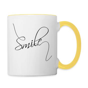 Smile | Smile | good mood typography - Contrasting Mug - white/yellow - Right
