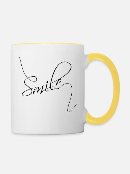 Smile | Smile | good mood typography - Contrasting Mug - white/yellow