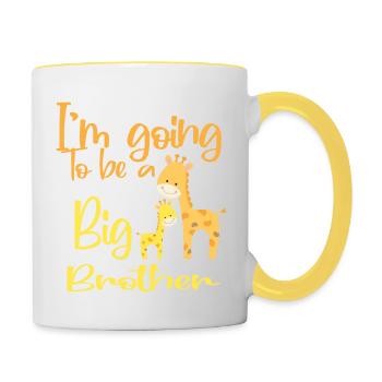 Promoted To Big Bro Funny I'm Going To Be A Big Br - Contrasting Mug - white/yellow - Right