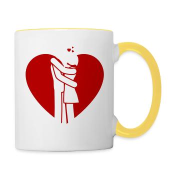 couple love heart - Tasse zweifarbig - Weiß/Gelb - Rechts