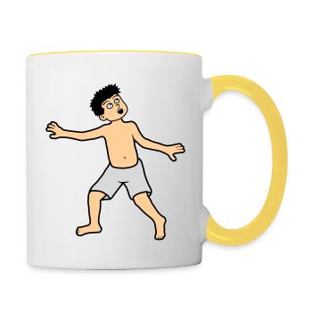 Junge hat angst - Tasse zweifarbig - Weiß/Gelb - Rechts