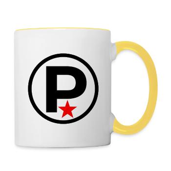 Lettre P Typographie - Mug contrasté - blanc/jaune - Droite