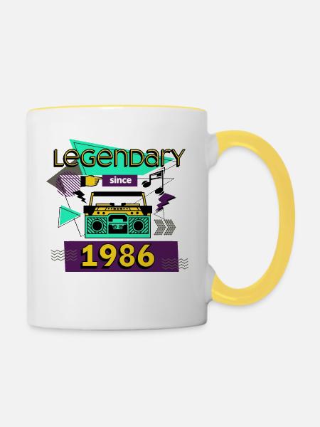 legendary since 1986 - Tasse zweifarbig - Weiß/Gelb