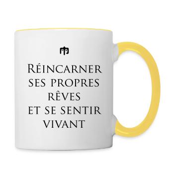 vivant wite - Mug contrasté - blanc/jaune - Droite