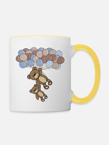 Bär Ballon Baby - Tasse zweifarbig - Weiß/Gelb