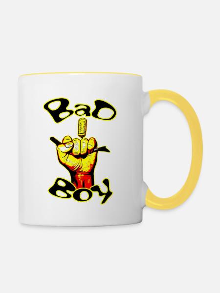 Der böse Junge - Tasse zweifarbig - Weiß/Gelb