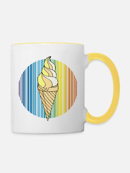 Eis - Tasse zweifarbig - Weiß/Gelb