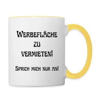 Werbefläche zu vermieten am eigenen Körper - Tasse zweifarbig - Weiß/Gelb - Rechts