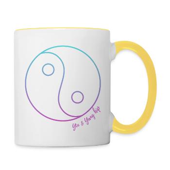 Yin et yang hanche - Mug contrasté - blanc/jaune - Droite