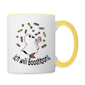 Halloween Kind Süssigkeiten Bonbons - Tasse zweifarbig - Weiß/Gelb - Rechts