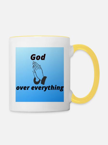 Gott über alles - Tasse zweifarbig - Weiß/Gelb
