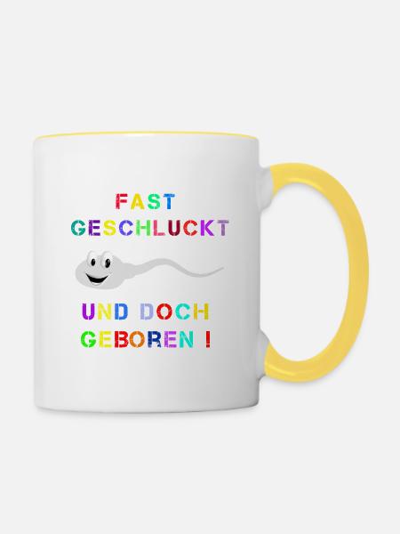 Fast Geschluckt - Tasse zweifarbig - Weiß/Gelb