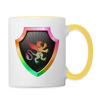 Logo du bouclier Emblème esports Sword Crest symbol lion - Mug contrasté - blanc/jaune - Droite