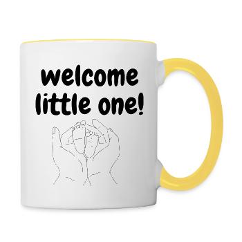 WELCOME LITTLE ONE Idée cadeau Naissance - Mug contrasté - blanc/jaune - Droite