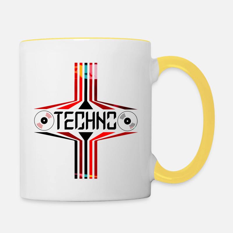 Techno - Rave - Party - Contrasting Mug - white/yellow