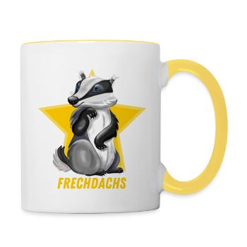 Frechdachs - Tasse zweifarbig - Weiß/Gelb - Rechts