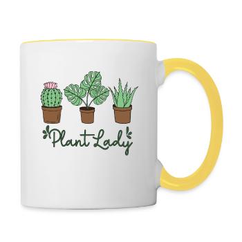 Plant Lady, Plant Lady, Gardening, plant mom - Contrasting Mug - white/yellow - Right